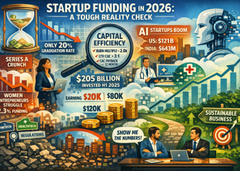 Startup funding landscape 2026: venture capital prioritizes capital efficiency for early-stage investment, AI startups, and women entrepreneurs.
