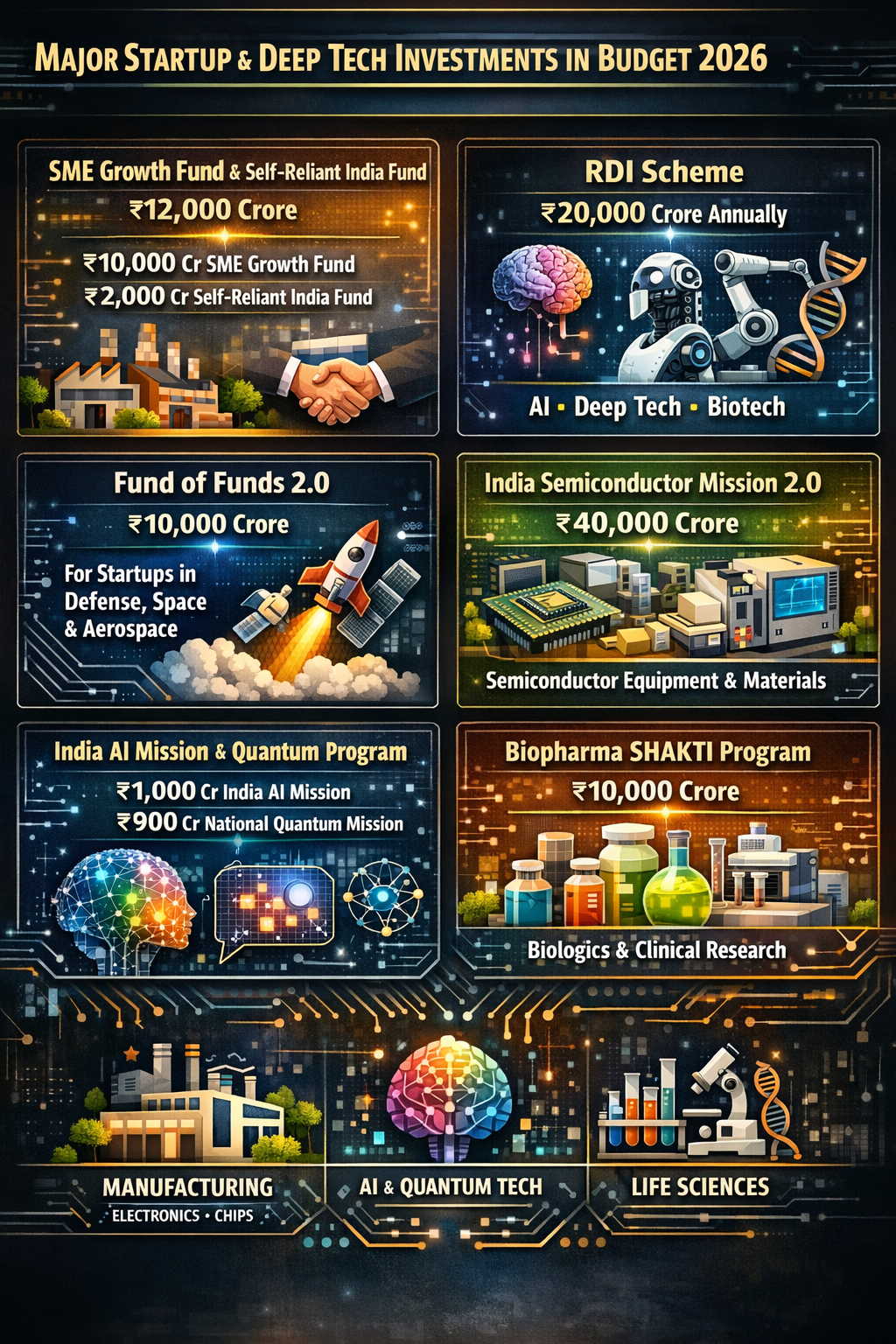 India’s 2026-27 Union Budget accelerates the startup landscape with targeted support for deep tech, a bolstered semiconductor mission, enhanced AI and quantum programs, and a startup credit guarantee scheme.